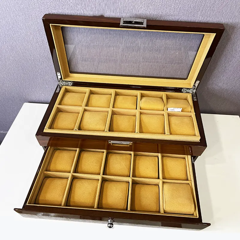 20 Slots Watch Organizer Double Layer Wooden Box And Gift Case